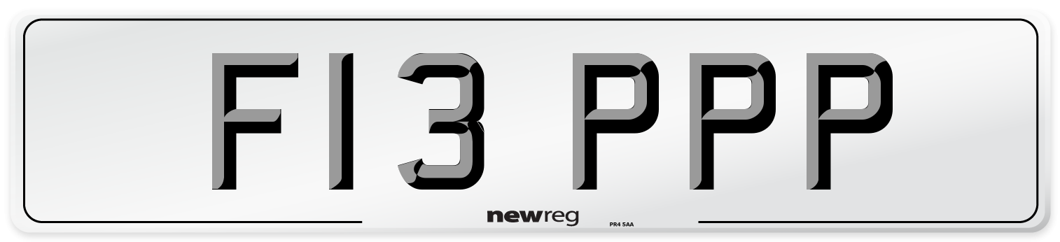 F13 PPP Number Plate from New Reg